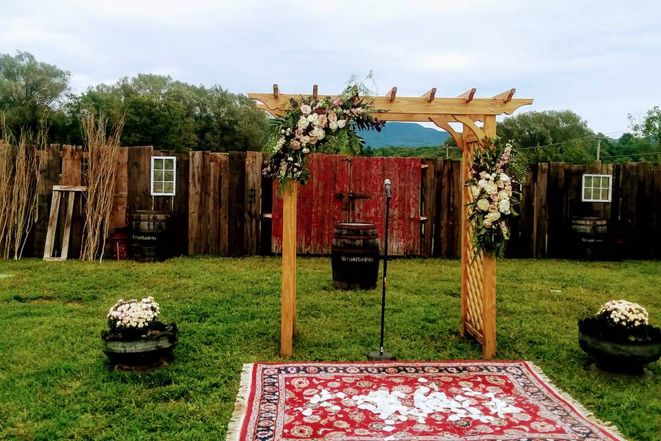 Boho ceremony setup