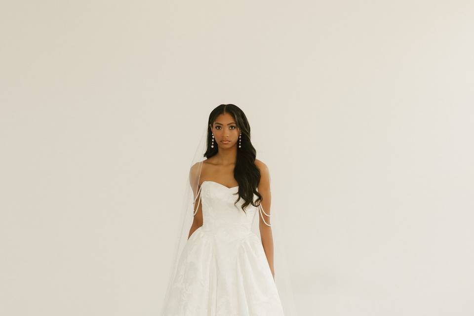 Basque waist wedding dress