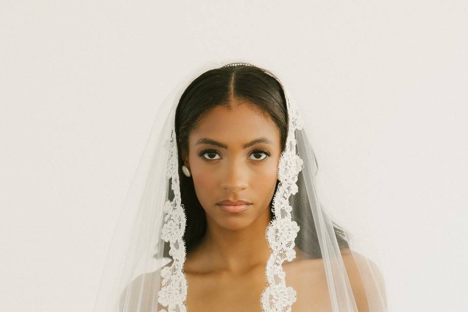 Lace trim veil