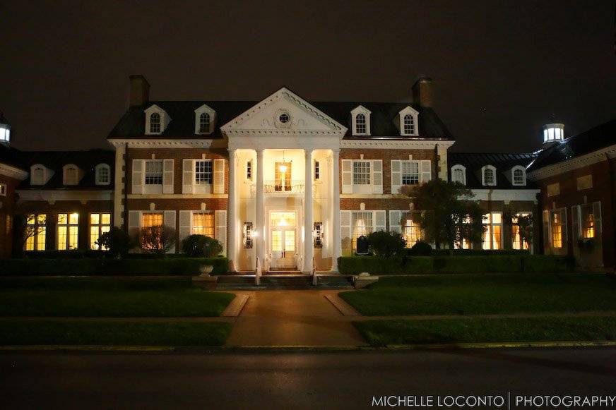 The mansion at night