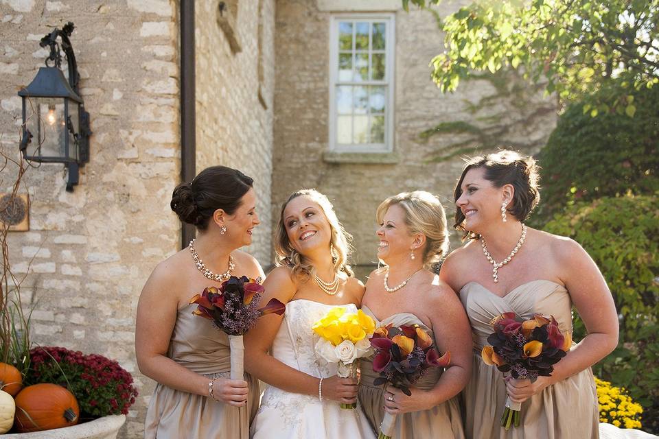 The bride and bridesmaid