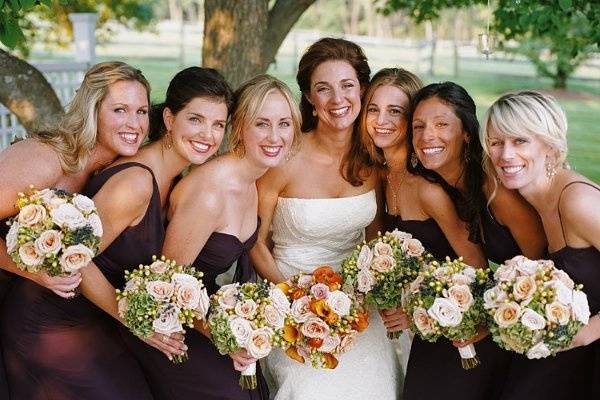 Bride with her bridesmaids