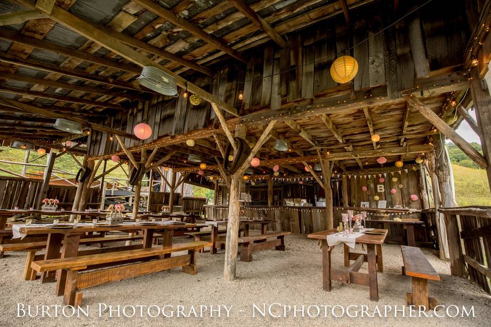 Interior of barn.