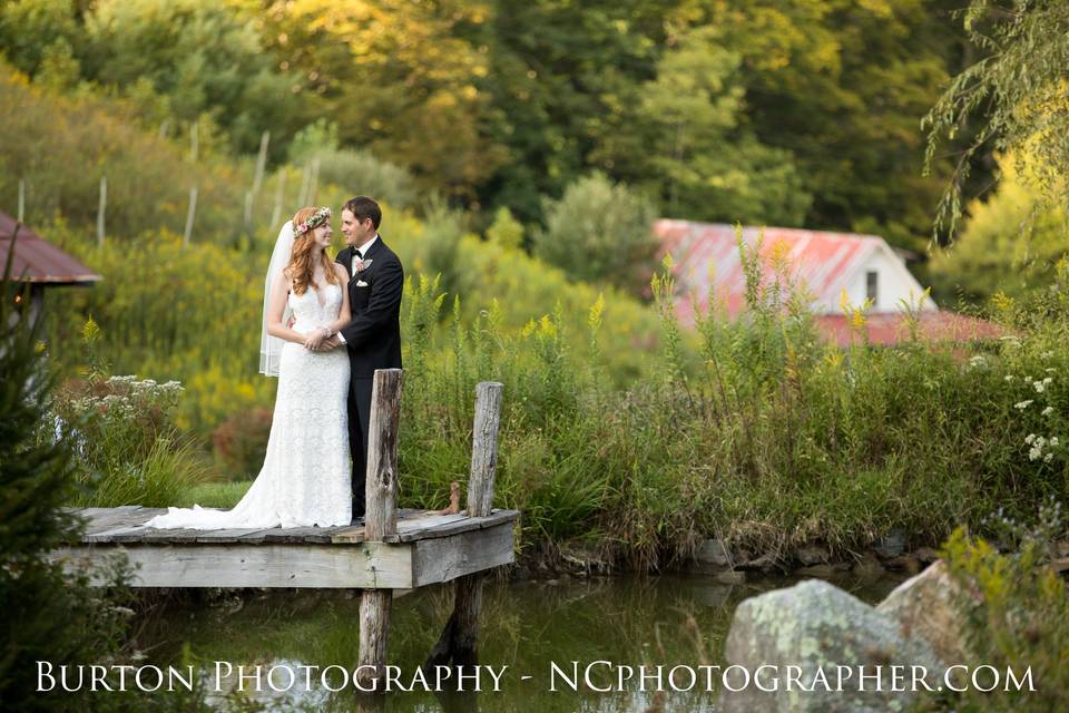 Pond and farmhouse.