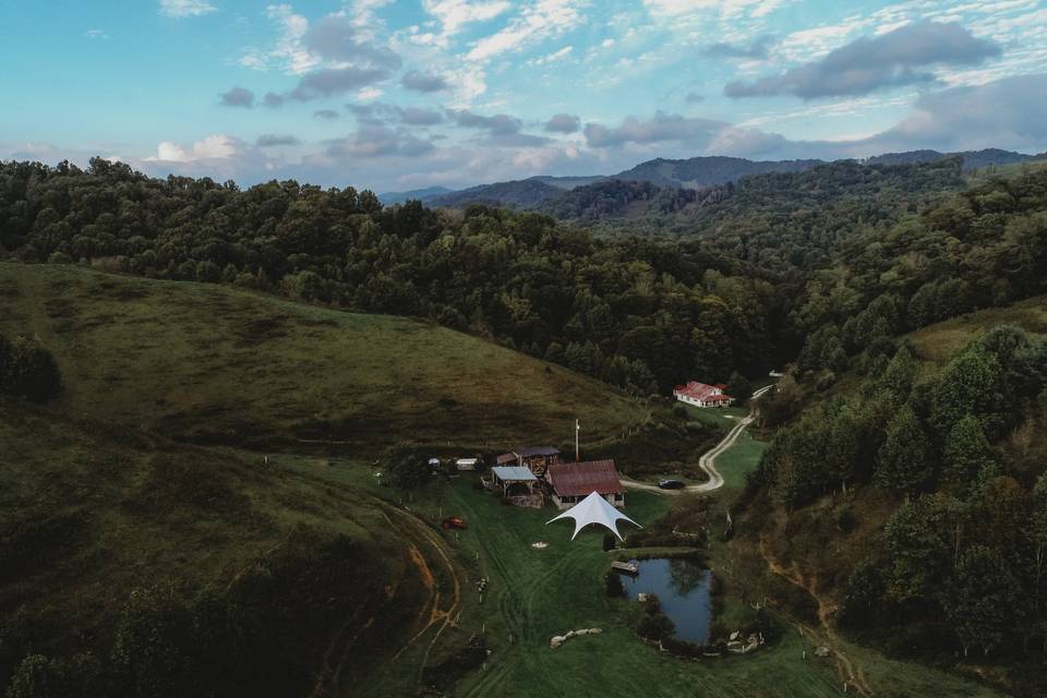 Aerial shot of property.