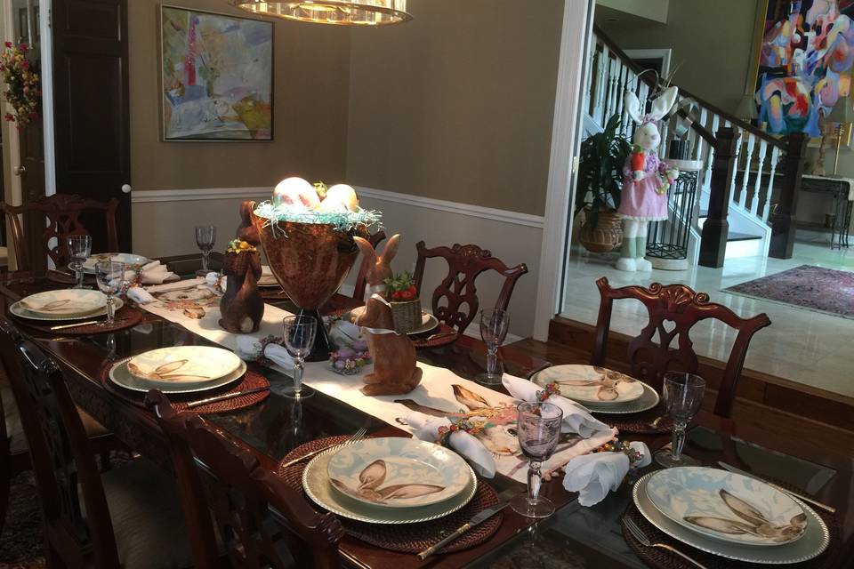Family holiday gathering with a magical array of colors and textures. This event was sealed with an Easter Egg hunt.