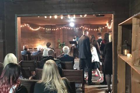 Wedding ceremony in barn