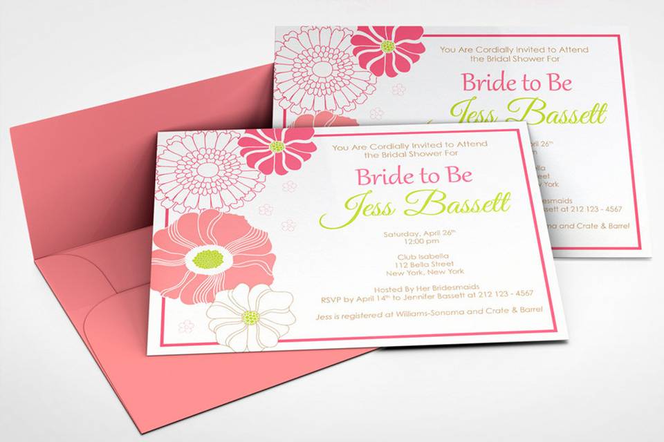 Floral Bridal, Wedding Shower Invitation