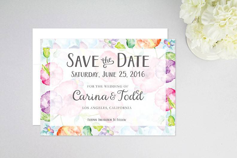 Modern Floral Watercolor Garden Wedding Save The Date | Personalized Printed Postcard | Flat Card | Magnet is perfect for a spring or summer wedding and reception.