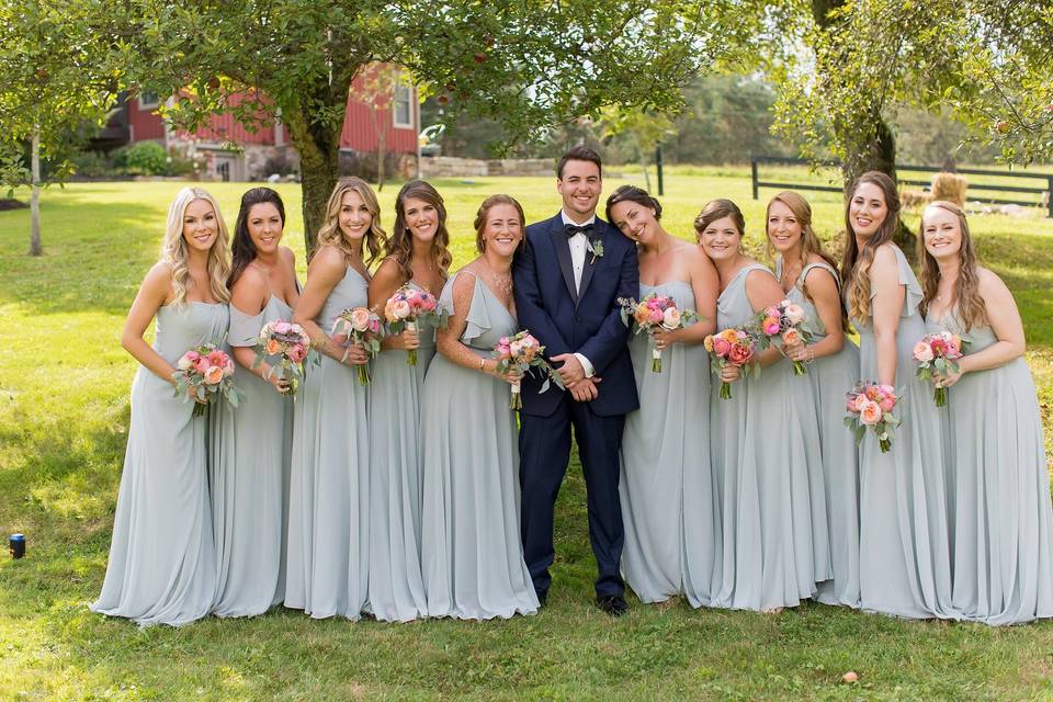 Groom with the bridesmaids | B.O.B Photography