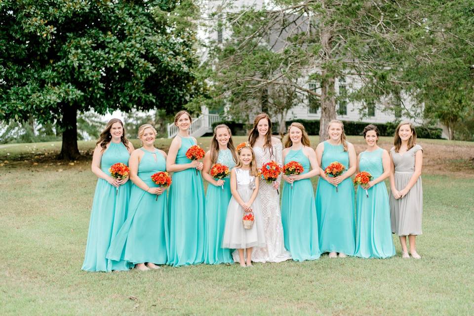 Blue bridesmaids dresses