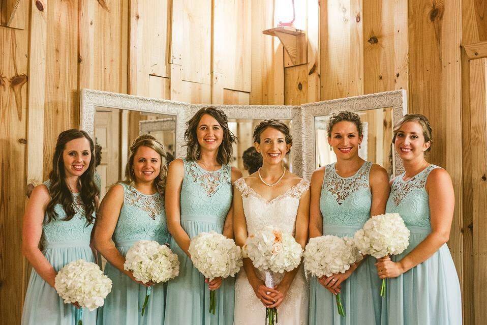 The bride with her bridesmaids