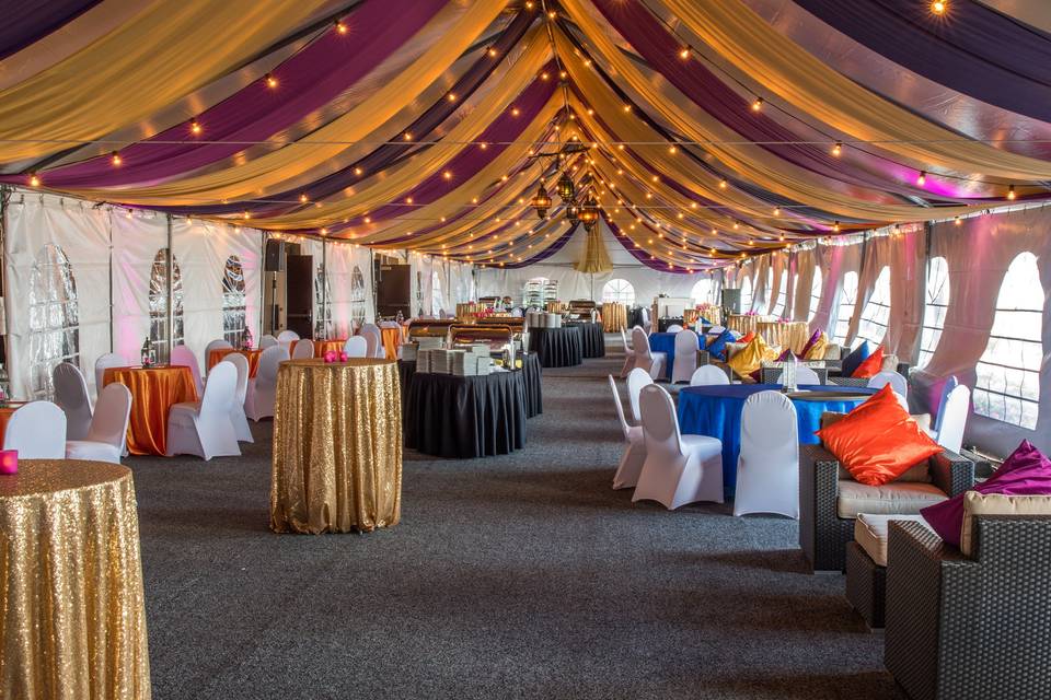 Tented reception for indoor-outdoor vibe