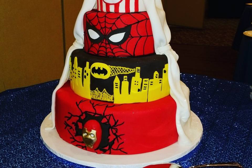 Split Superhero Wedding Cake