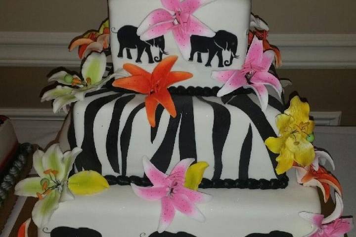 Three tier zoo inspired cake