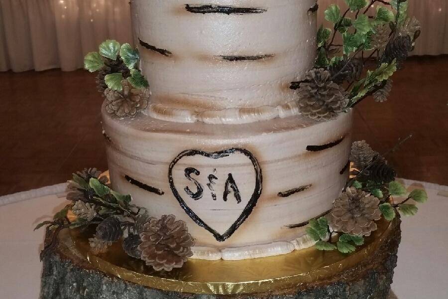 Birch wood wedding cake