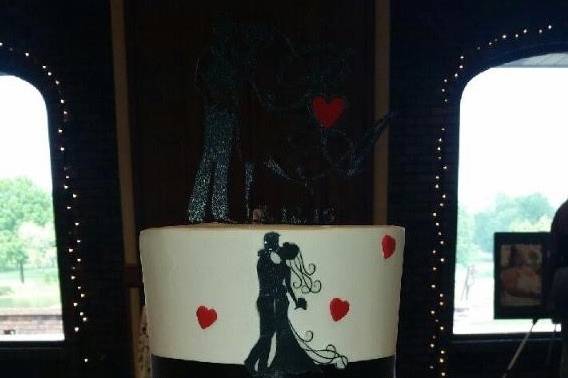 Silhouette wedding cake