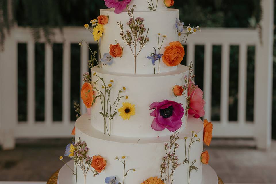 Wild Flower Wedding Cake