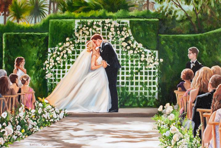 Wedding Painting first kiss