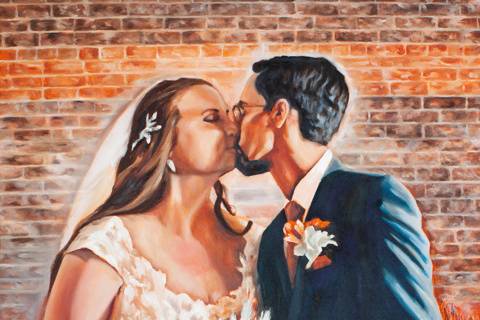 First Kiss wedding painting