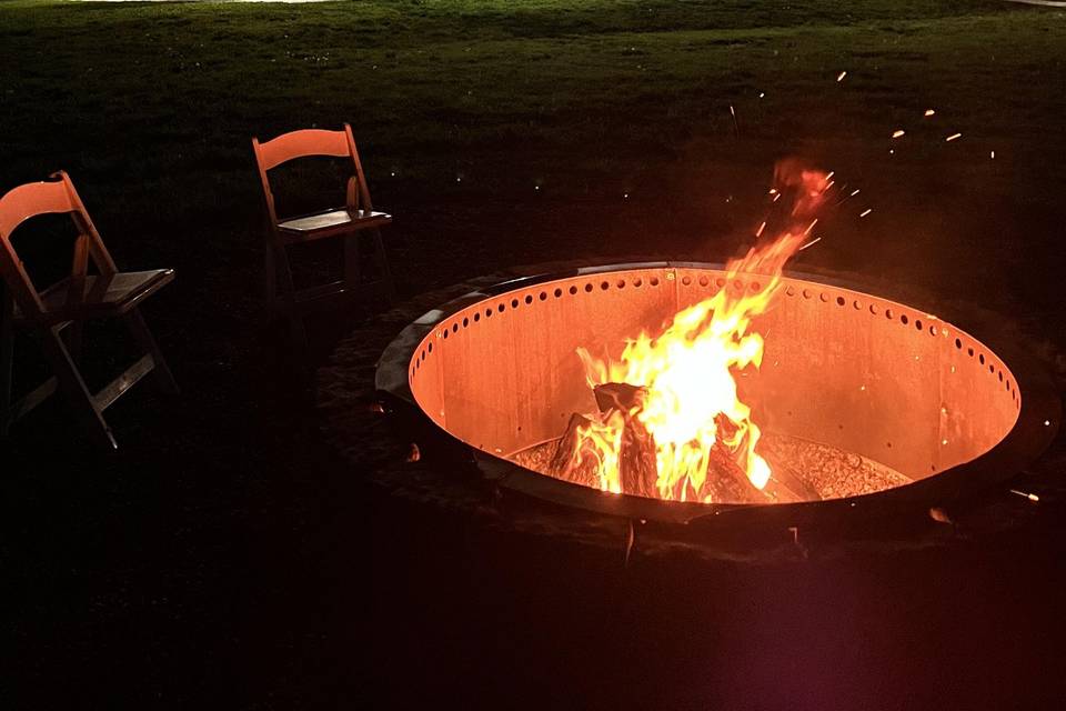 Fire pit next to barn
