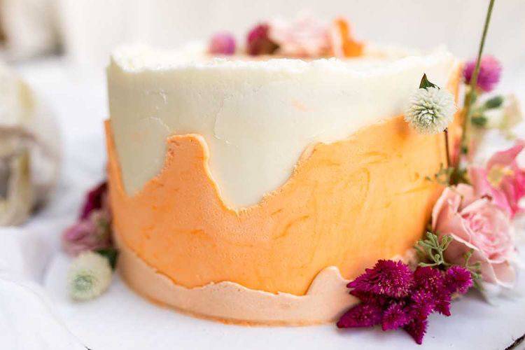 Cake with orange texture