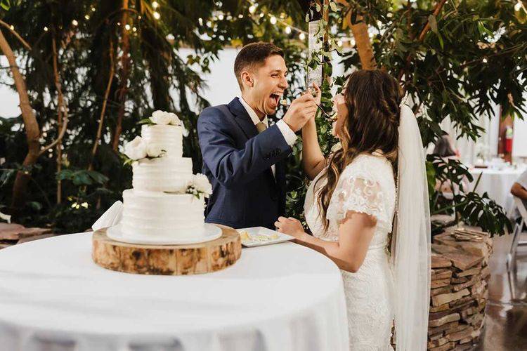 Couple eating cake