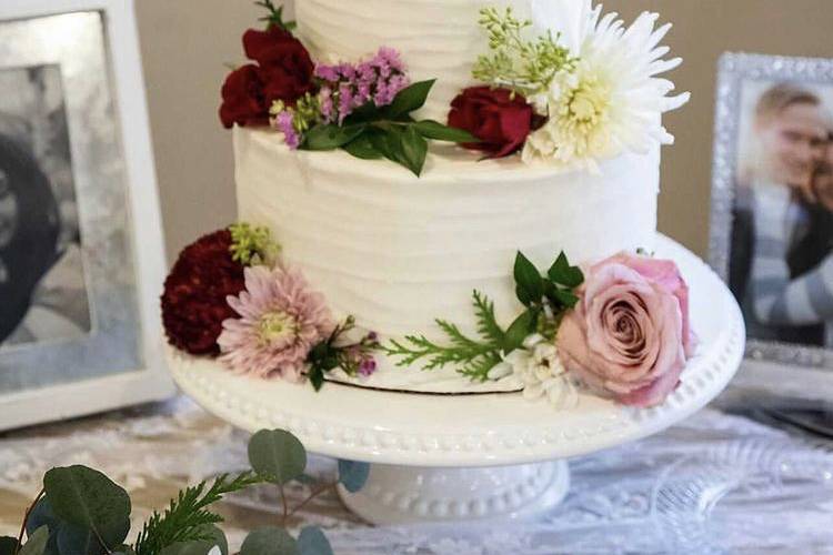 Textured three tier cake