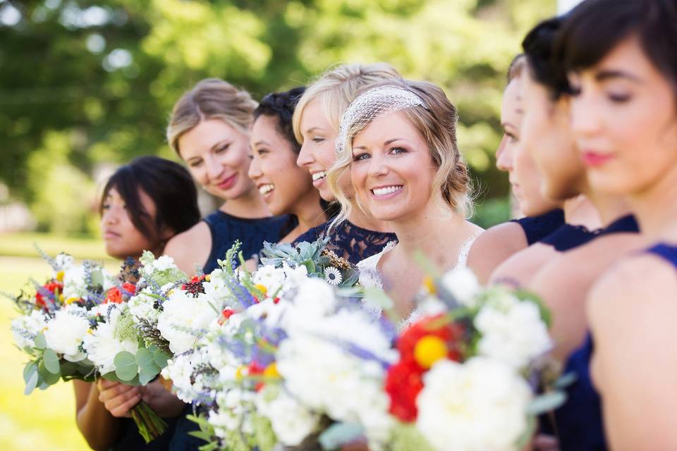 The bride with her bridesmaids