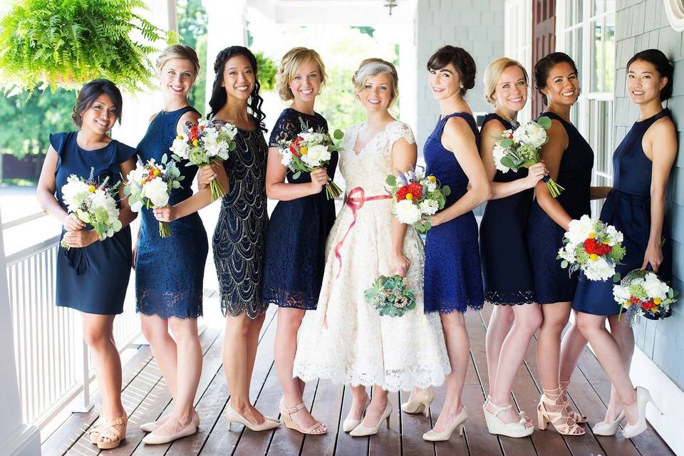 The bride with her bridesmaids