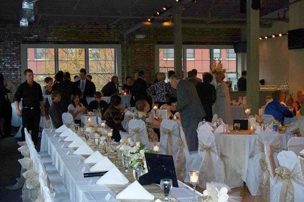 Table setup with flower centerpiece