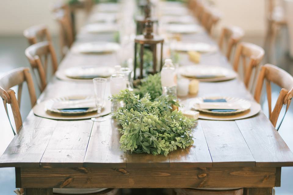 Wood & Greenery Tablescape