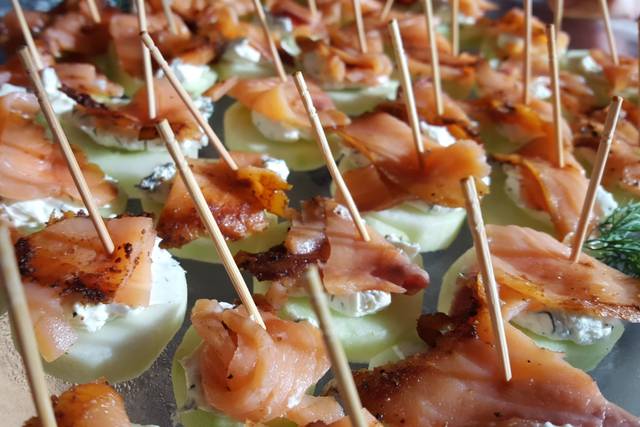 Salmon on Cucumber Bites