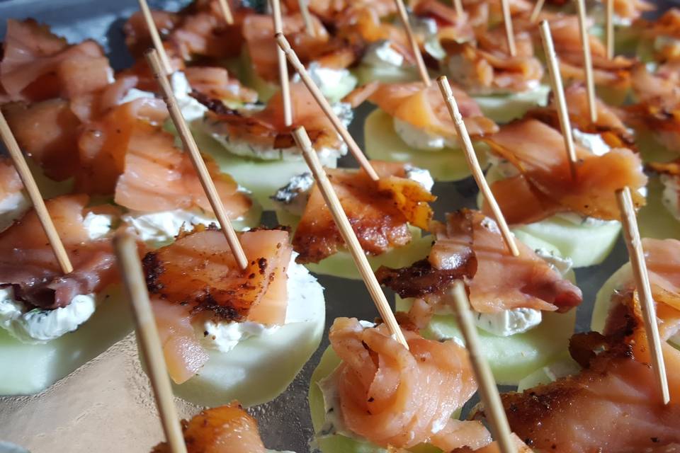 Salmon on Cucumber Bites