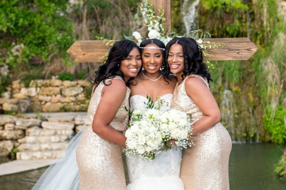 Bride with bridesmaids