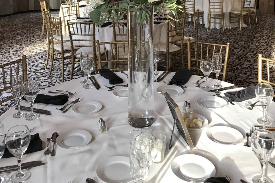 Tall eucalyptus centerpiece