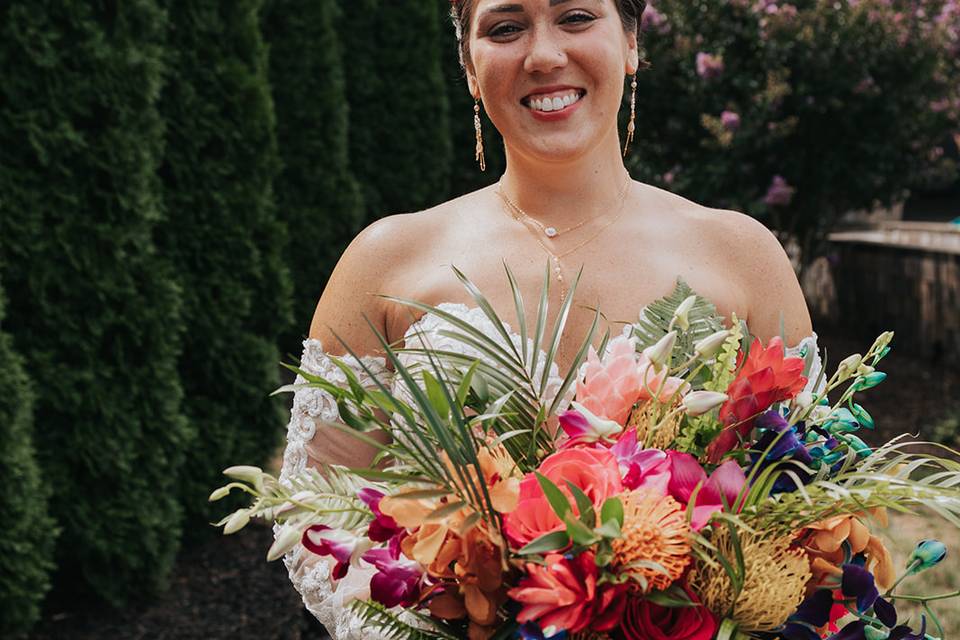 Tall sage & blue centerpiece