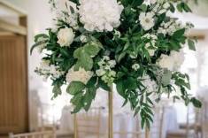 Tall green/white centerpiece