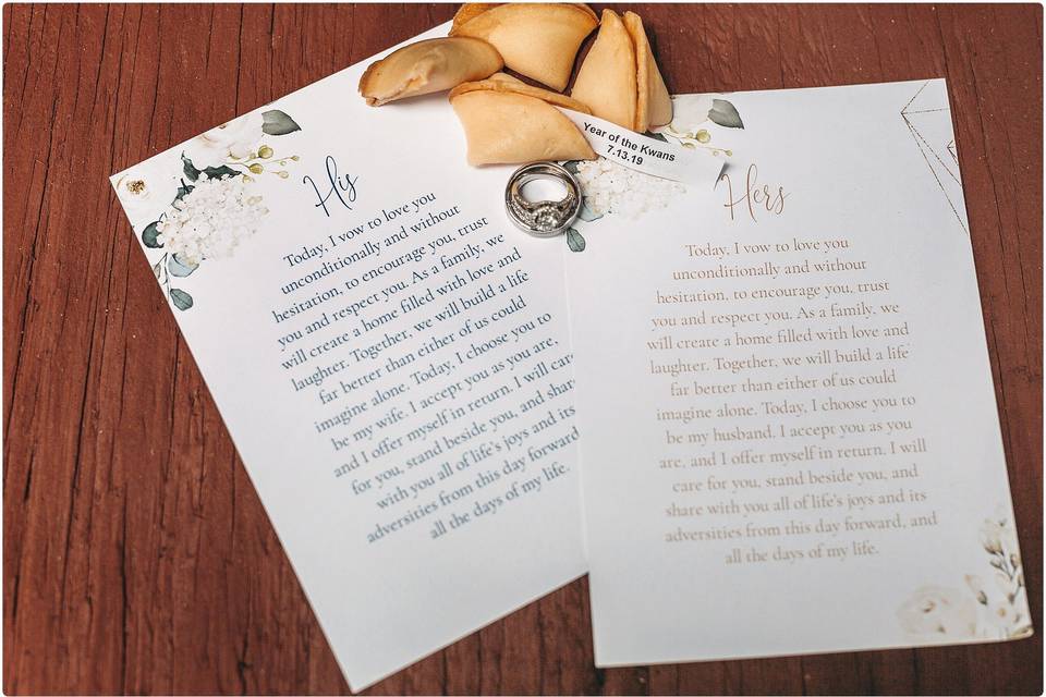 Hand written vows