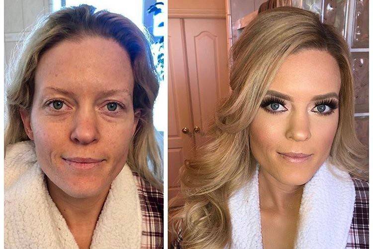 Bridal makeup before and after