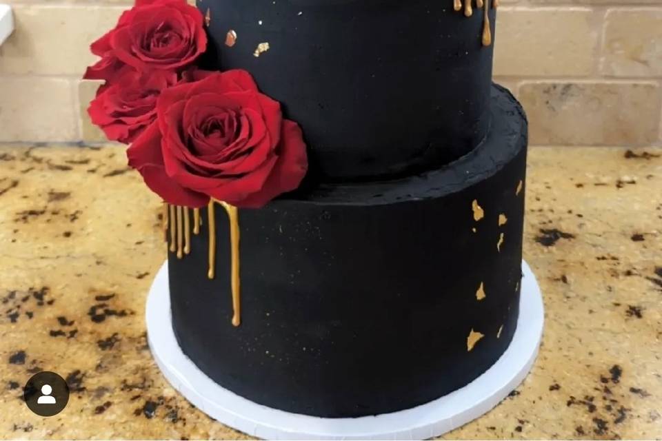 Black buttercream birthday cak