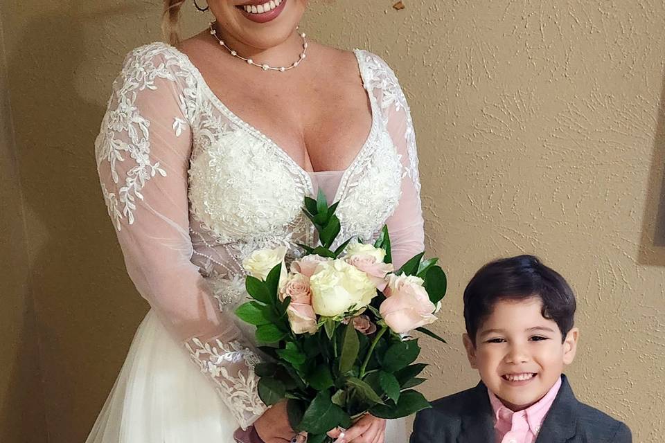 The bride and her sweet baby