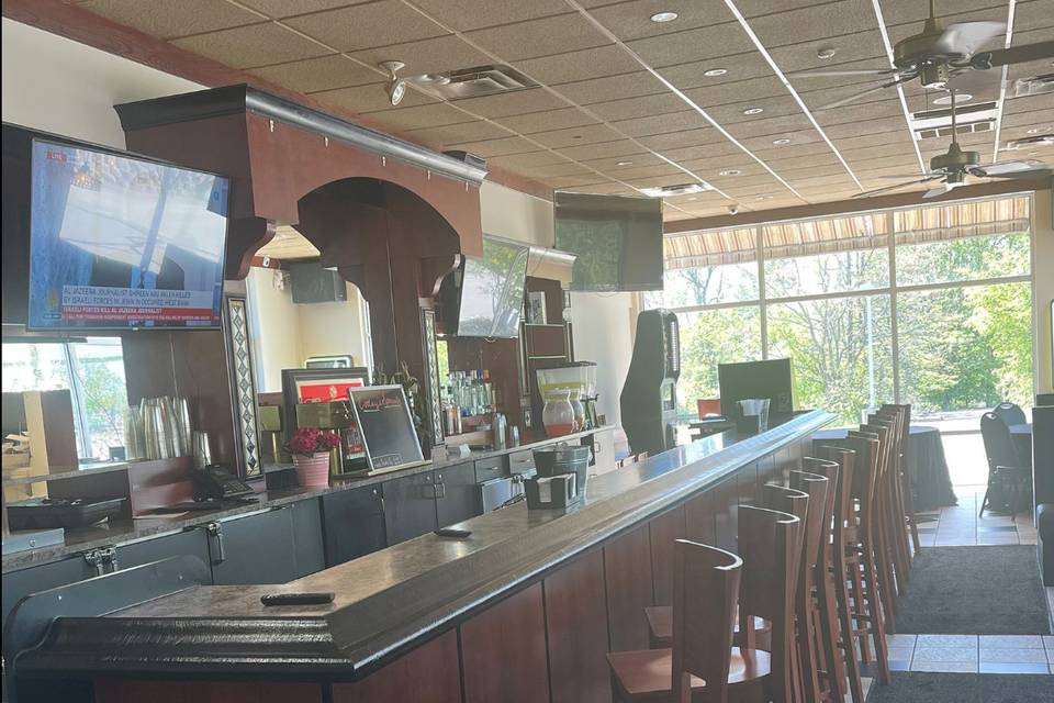 Bar top with stools