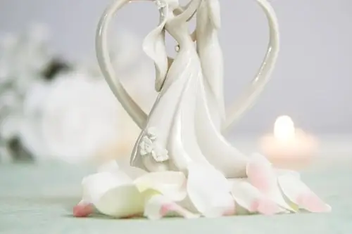 Tropical Breeze Romantic Couple Porcelain Wedding Cake Topper 