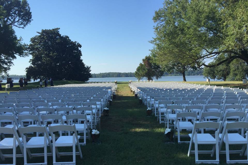 Outdoor wedding ceremony setup