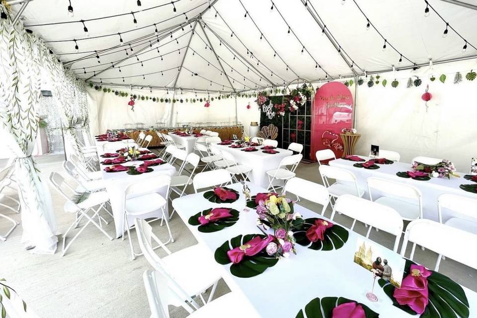 White tent with decor