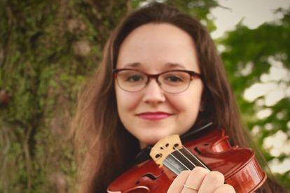 Morgan poses with violin