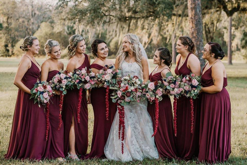 Bride and bridesmaids