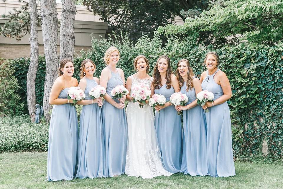 Wedding party in blue