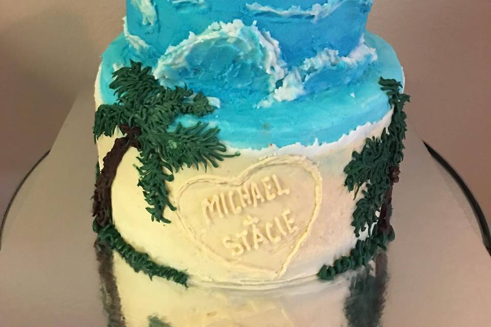 Beachy Theme Wedding Cake